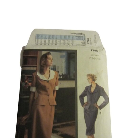 Vogue Women's Vintage Sewing Pattern 7745 Jacket & Skirt Size 12-14-16-18 - Picture 2 of 4